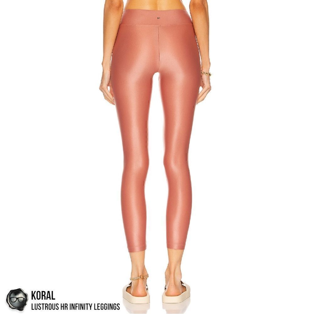 KORAL LUSTROUS INFINITY HIGH-RISE LEGGINGS IN SAND SHEEN PINK WOMEN’S SIZE SMALL - Picture 4 of 14